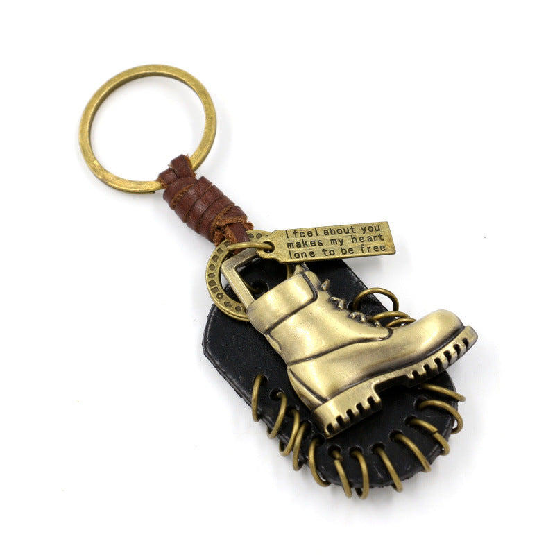 Wholesale Cowhide National Style Alloy Leather Boots Key Chain
